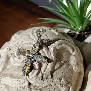 NWT| Reversible Abalone Cross Necklace